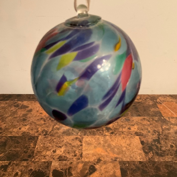 Vintage Hand Blown Blue Purple Green Red Glass Ball - Picture 1 of 3